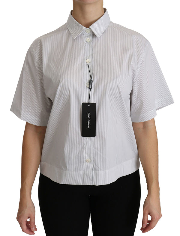 Elegant White Cotton Polo Top Dolce & Gabbana