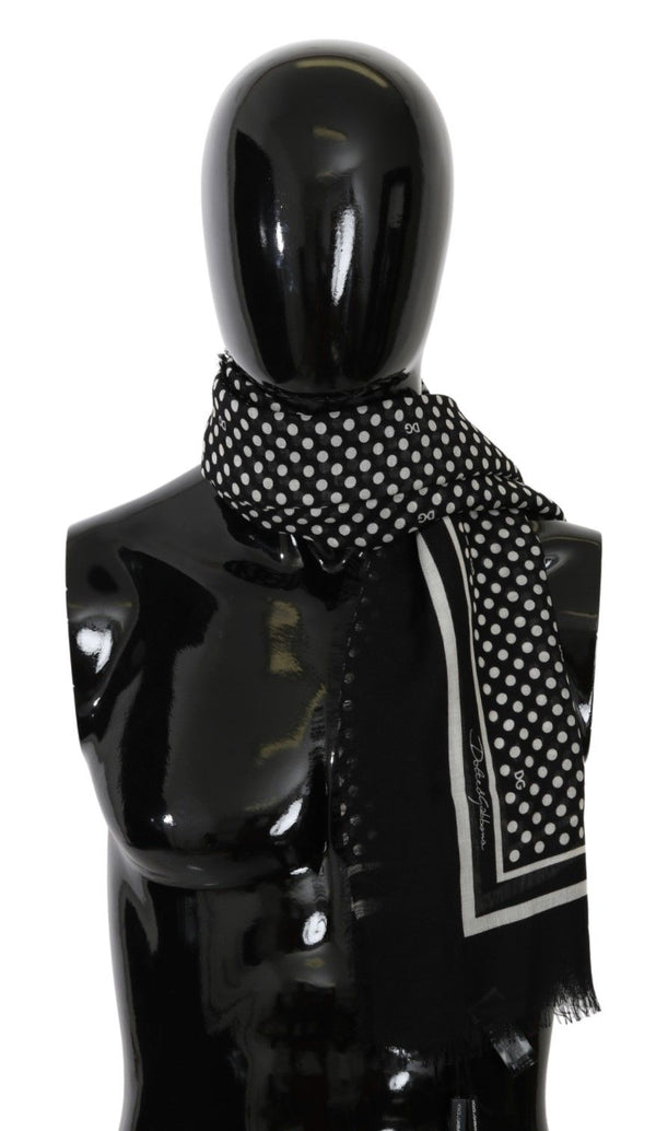 Elegant Black Silk Blend Polka Dotted Men's Scarf Dolce & Gabbana