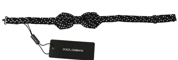 Elegant Black Polka Dot Silk Bow Tie Dolce & Gabbana