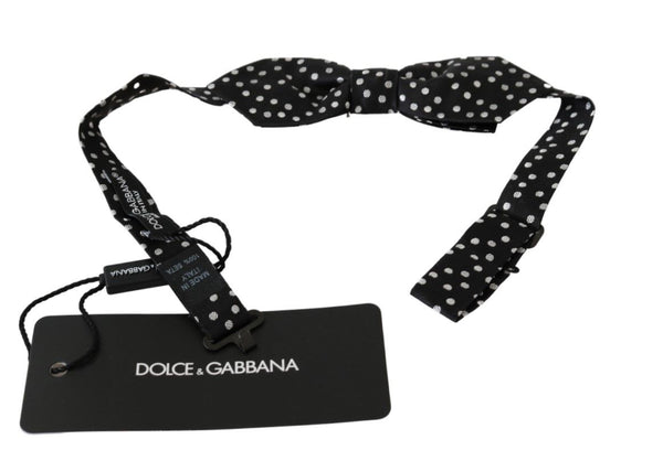 Elegant Black Polka Dot Silk Bow Tie Dolce & Gabbana