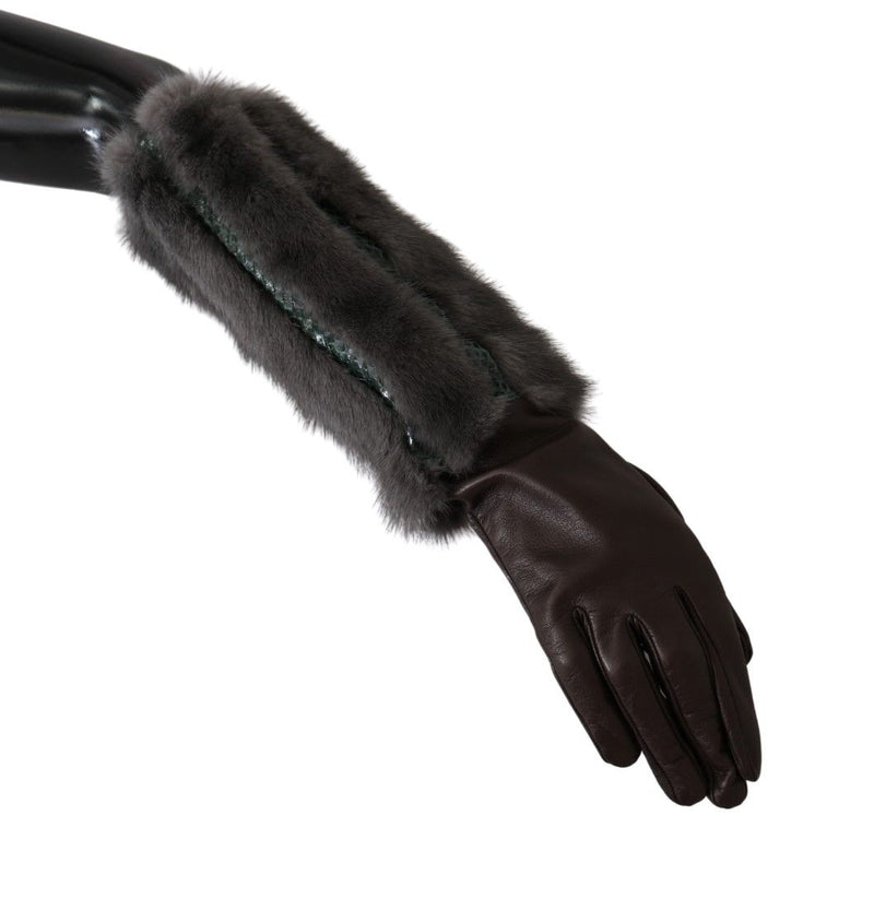 Elegant Mid-Arm Leather Gloves in Brown Dolce & Gabbana