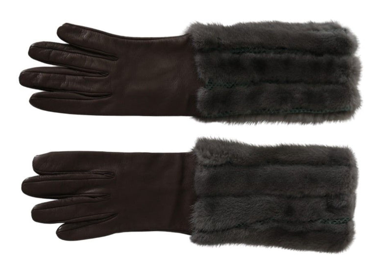 Elegant Mid-Arm Leather Gloves in Brown Dolce & Gabbana