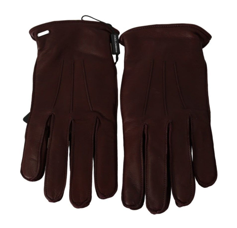 Elegant Maroon Wrist-Length Lambskin Gloves Dolce & Gabbana