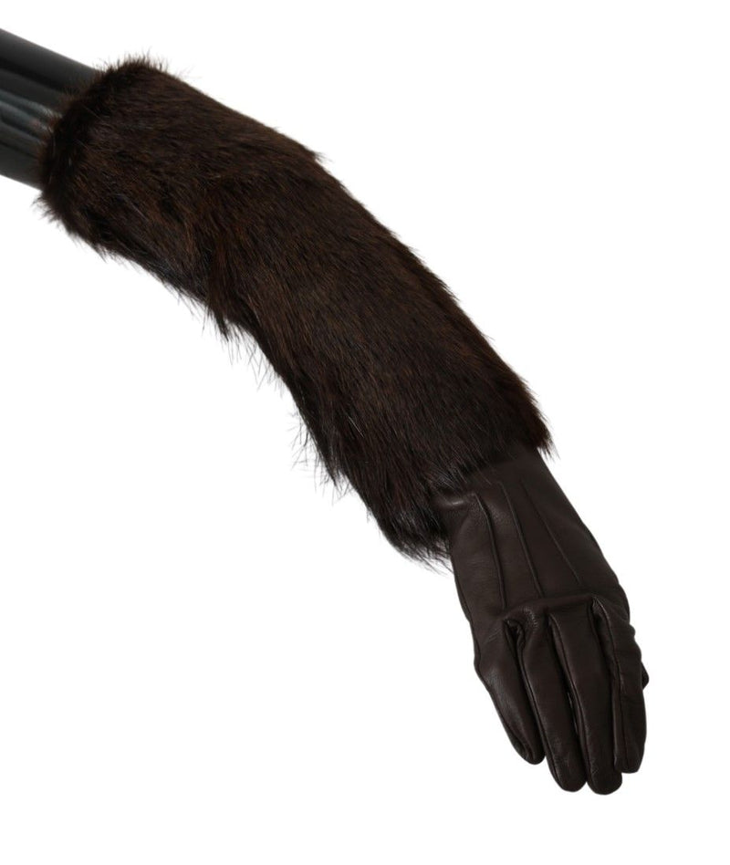 Elegant Elbow Length Leather Gloves Dolce & Gabbana