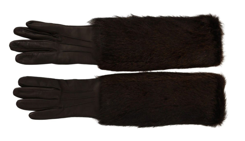 Elegant Elbow Length Leather Gloves Dolce & Gabbana