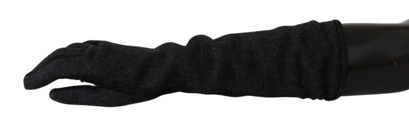 Elegant Mid-Length Wool Gloves in Black Dolce & Gabbana