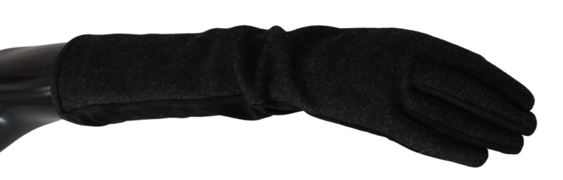 Elegant Mid-Length Wool Gloves in Black Dolce & Gabbana