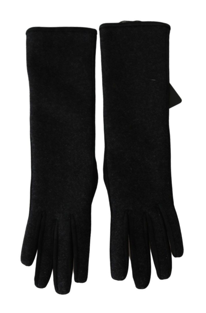 Elegant Mid-Length Wool Gloves in Black Dolce & Gabbana