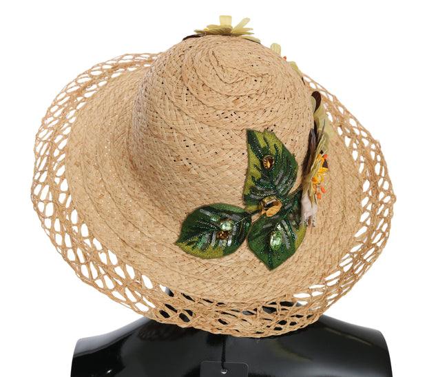 Elegant Beige Floral Bucket Hat Dolce & Gabbana