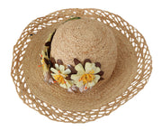 Elegant Beige Floral Bucket Hat Dolce & Gabbana