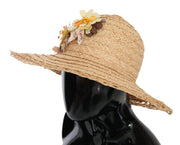 Elegant Beige Floral Bucket Hat Dolce & Gabbana