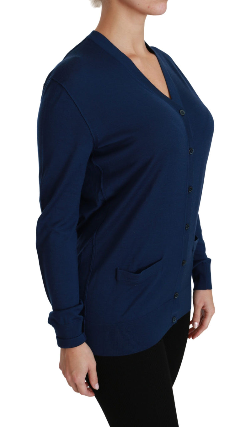 Elegant Blue Virgin Wool Cardigan Dolce & Gabbana