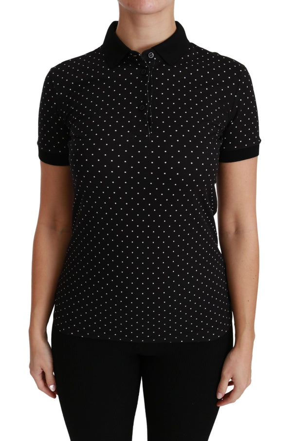 Elegant Black Dotted Polo Shirt Dolce & Gabbana