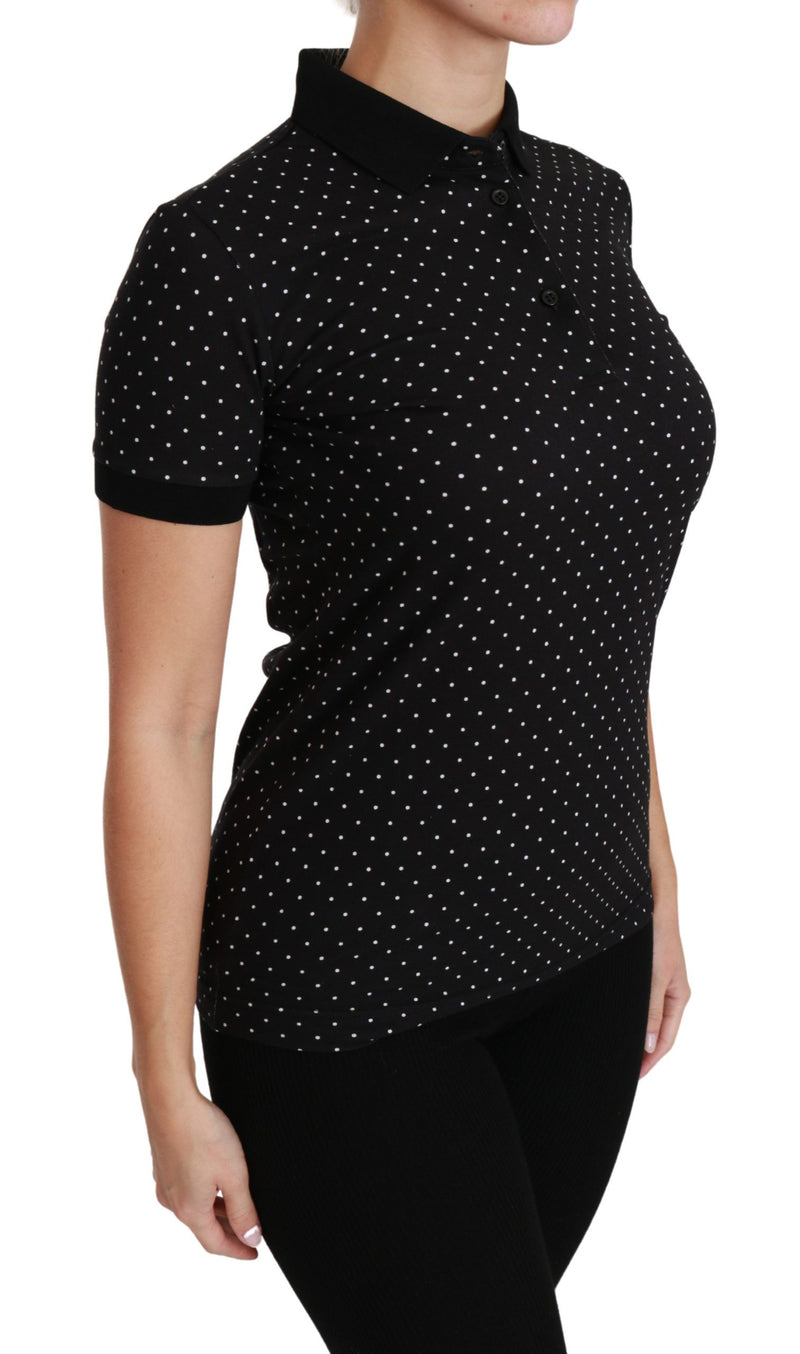 Elegant Black Dotted Polo Shirt Dolce & Gabbana