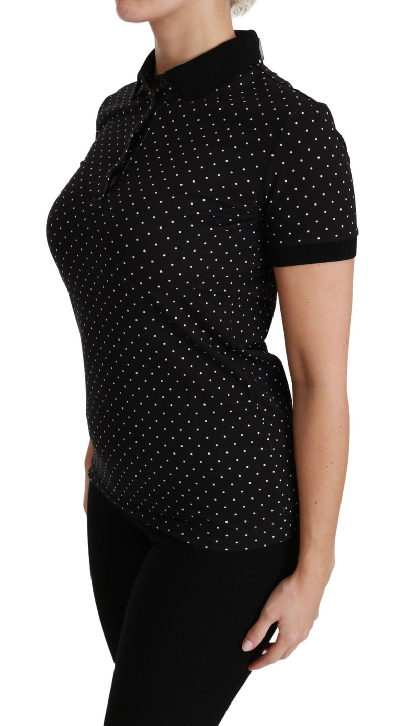 Elegant Black Dotted Polo Shirt Dolce & Gabbana