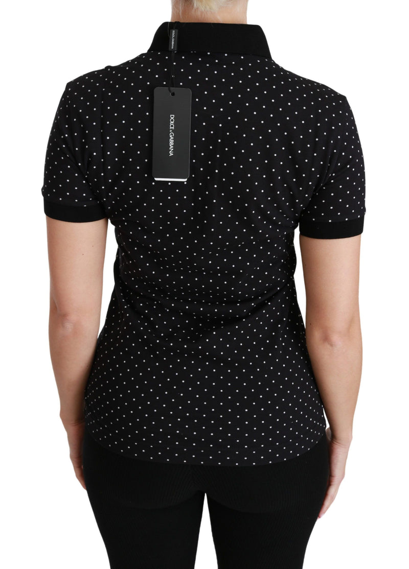 Elegant Black Dotted Polo Shirt Dolce & Gabbana