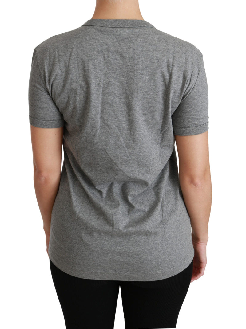 Chic Gray Amore Patch Crewneck Tee Dolce & Gabbana