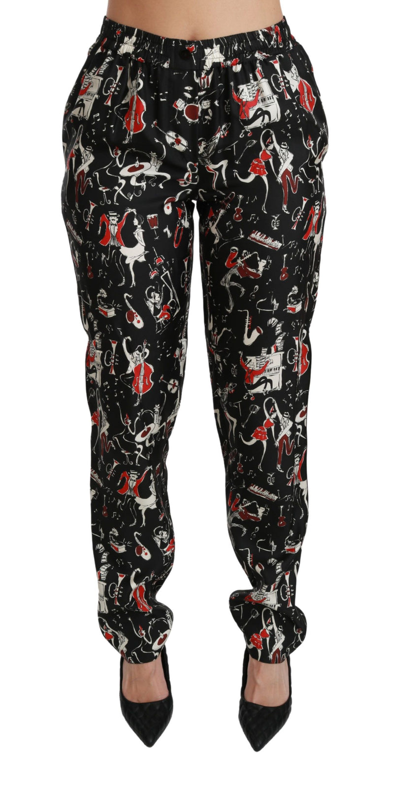 Sleek Silk Slim-Fit Mid-Waist Pants Dolce & Gabbana