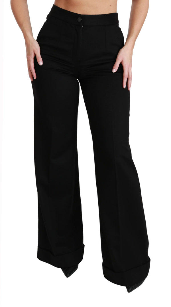 Elegant High Waist Flared Cashmere Pants Dolce & Gabbana