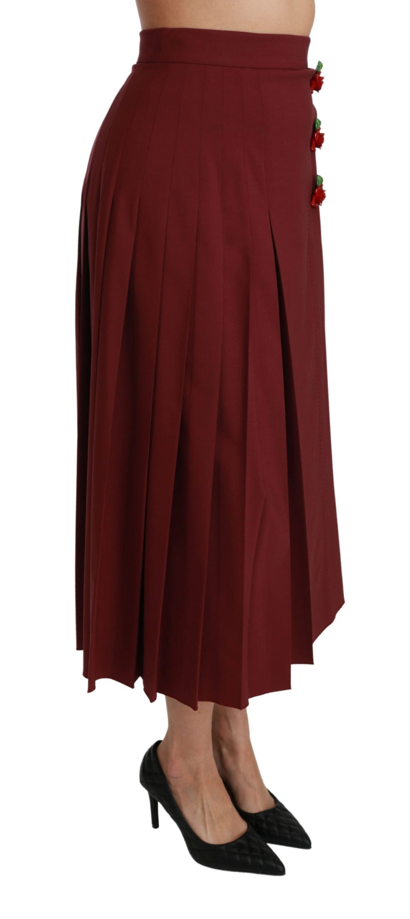 Elegant Red High Waist Virgin Wool Skirt Dolce & Gabbana