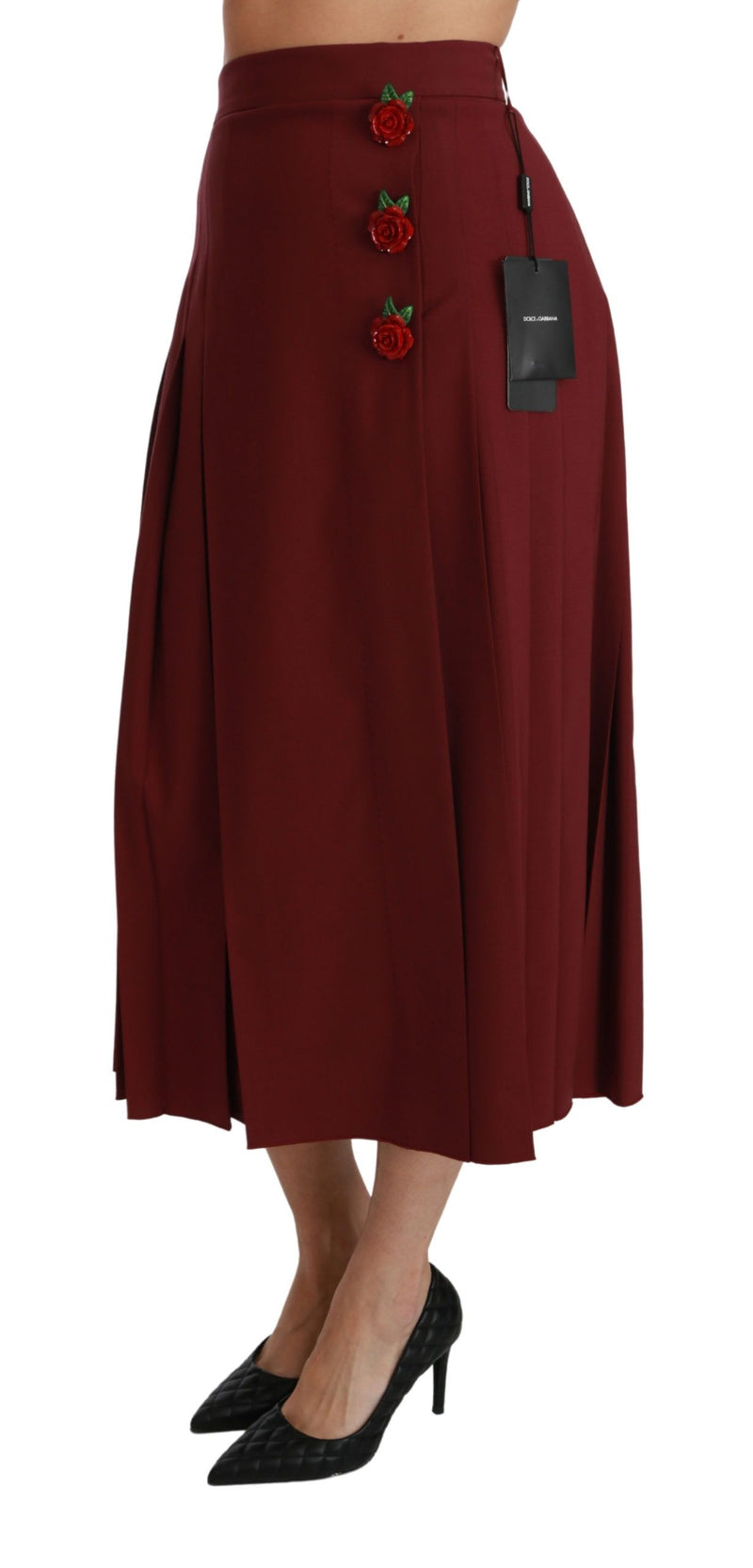 Elegant Red High Waist Virgin Wool Skirt Dolce & Gabbana