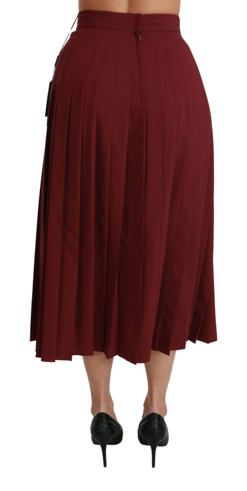 Elegant Red High Waist Virgin Wool Skirt Dolce & Gabbana