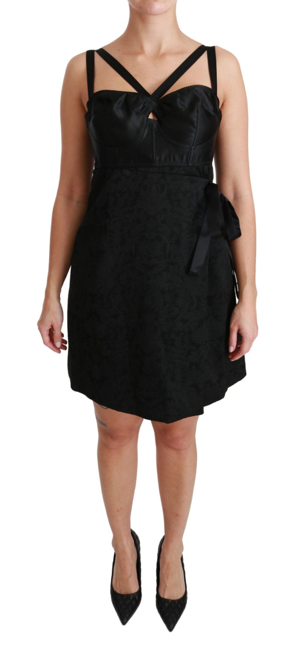 Elegant Black Jacquard Sheath Dress Dolce & Gabbana