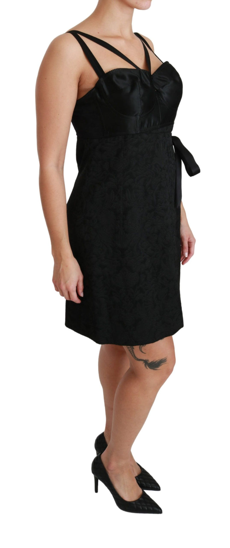 Elegant Black Jacquard Sheath Dress Dolce & Gabbana