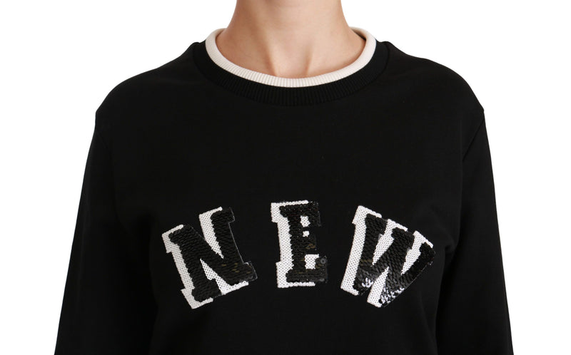 Chic Black Sequined Cotton Sweater Dolce & Gabbana