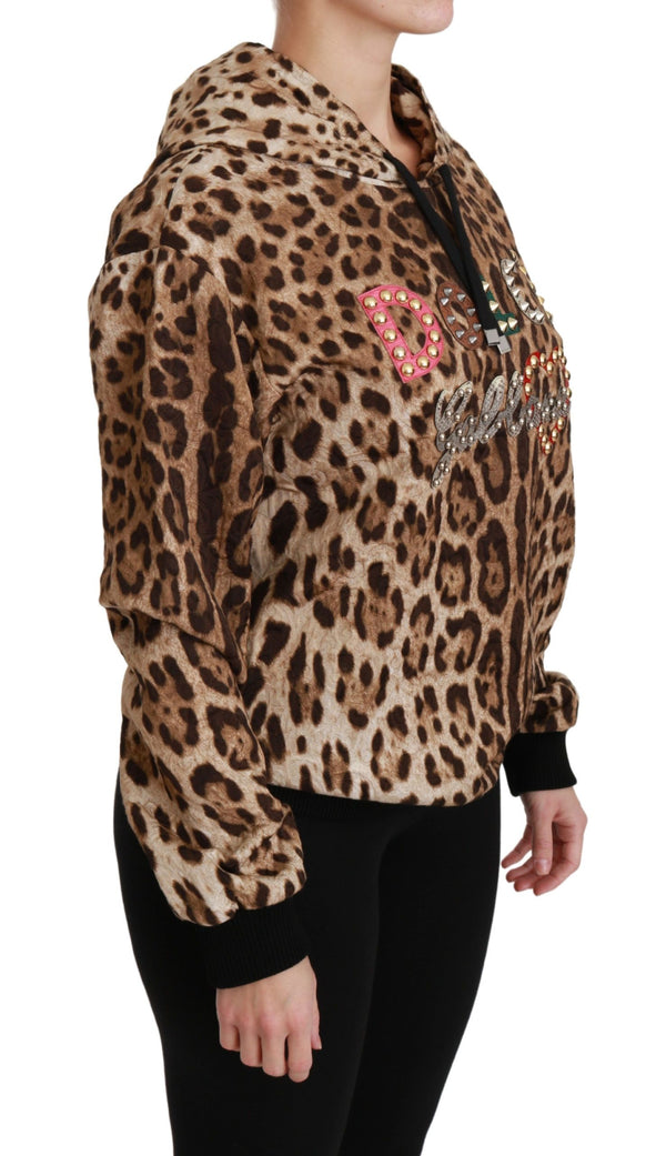 Elegant Leopard Print Hooded Sweater Dolce & Gabbana