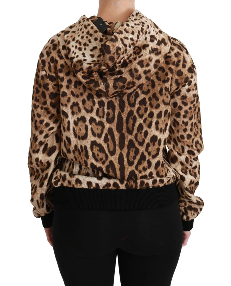 Elegant Leopard Print Hooded Sweater Dolce & Gabbana