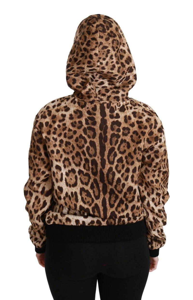 Elegant Leopard Print Hooded Sweater Dolce & Gabbana