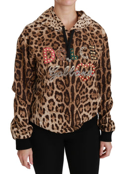 Elegant Leopard Print Hooded Sweater Dolce & Gabbana