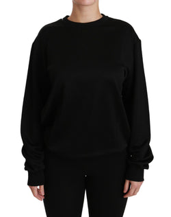 Elegant Black Cotton Crew Neck Pullover Sweater Dolce & Gabbana