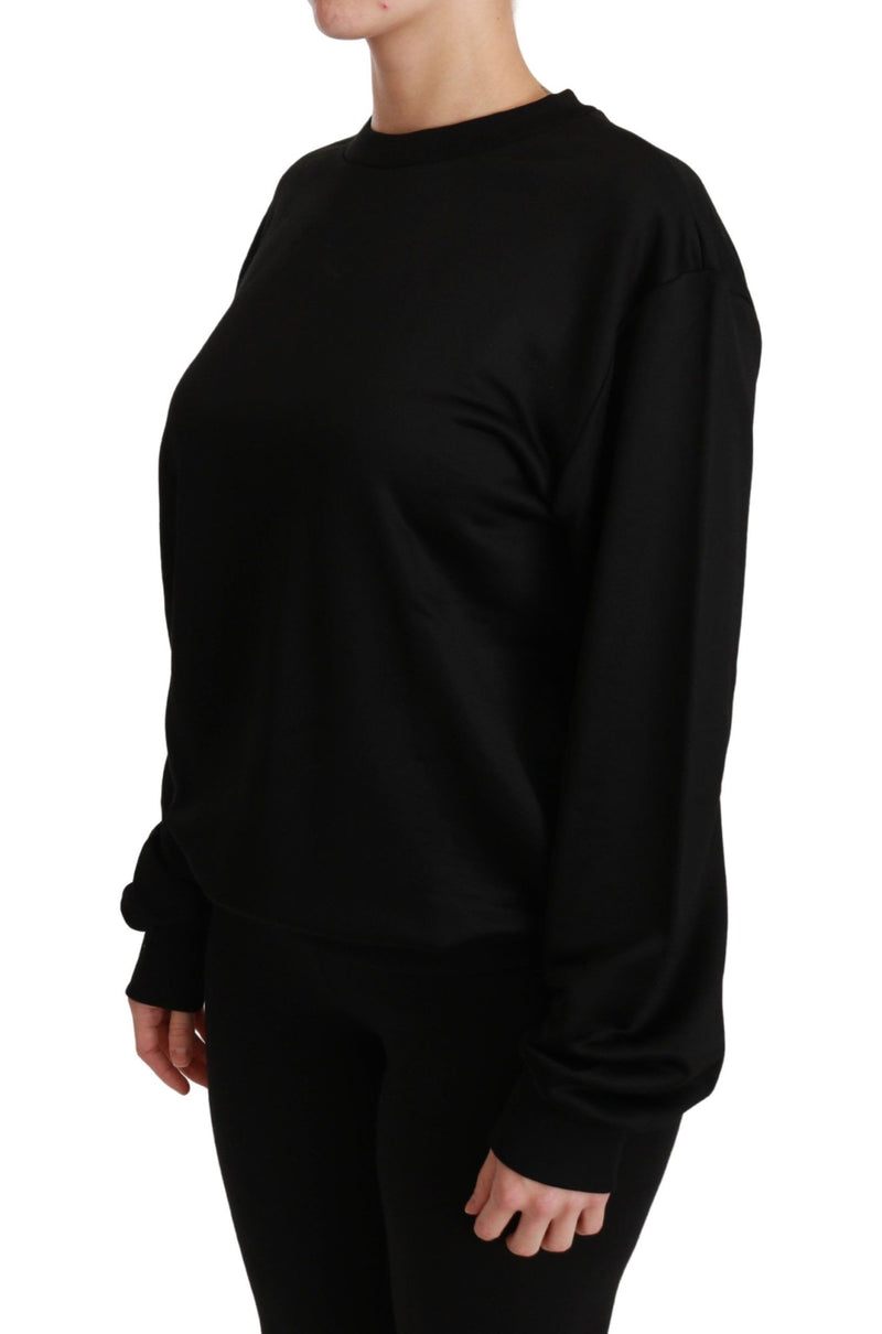 Elegant Black Cotton Crew Neck Pullover Sweater Dolce & Gabbana