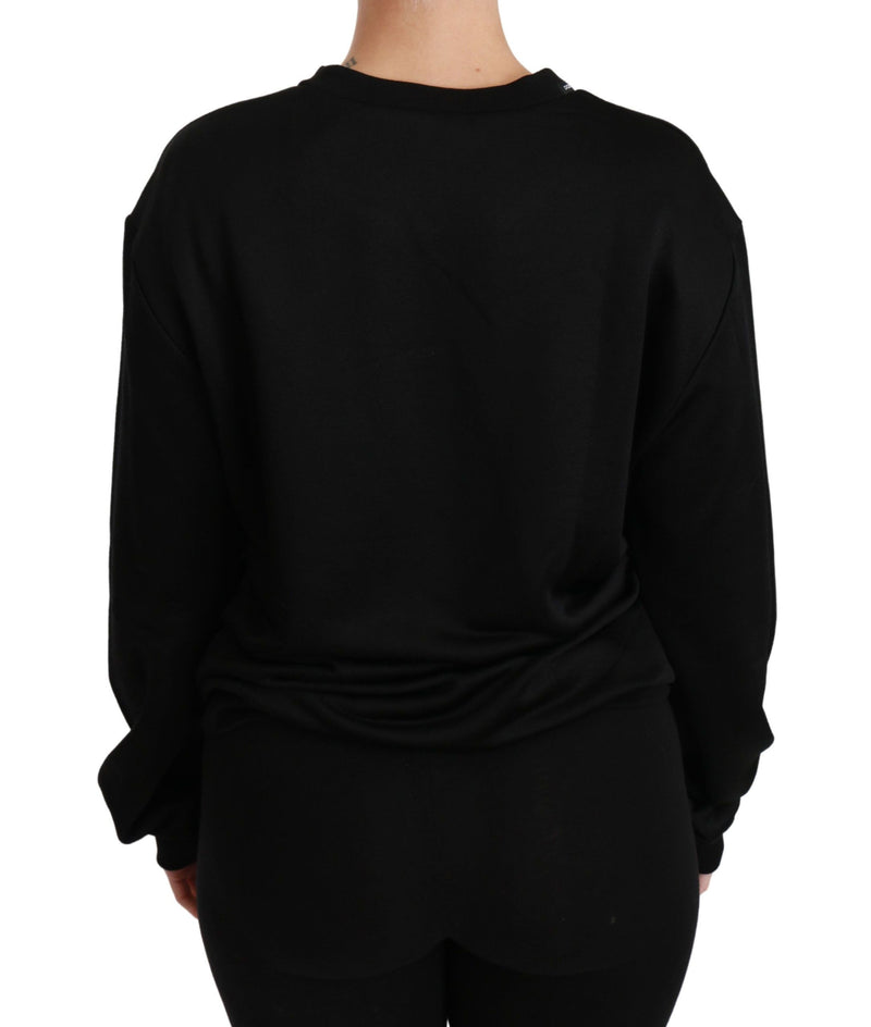 Elegant Black Cotton Crew Neck Pullover Sweater Dolce & Gabbana