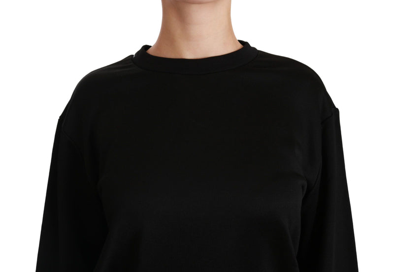 Elegant Black Cotton Crew Neck Pullover Sweater Dolce & Gabbana