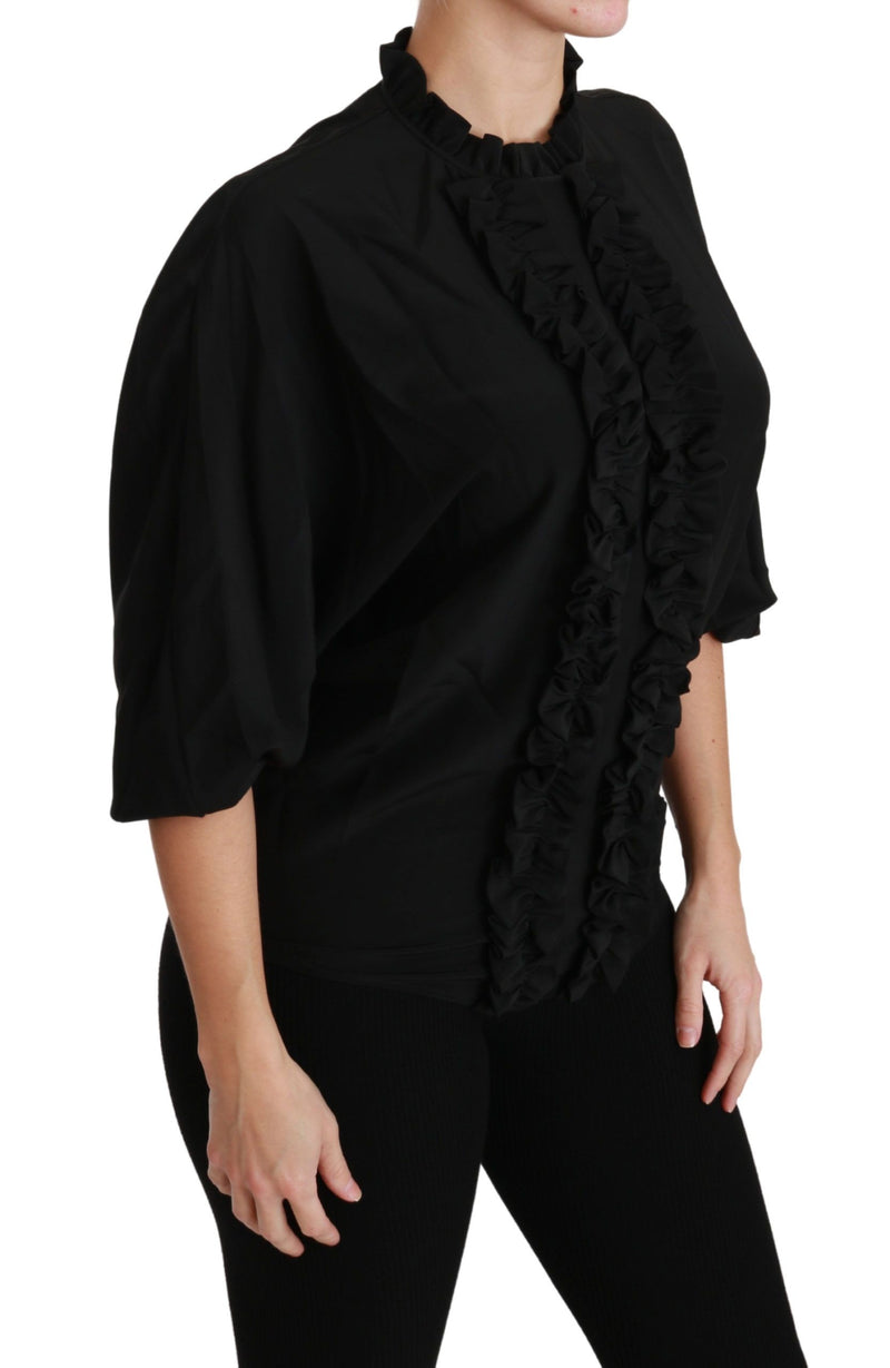 Elegant Black Silk Short Sleeve Blouse Dolce & Gabbana