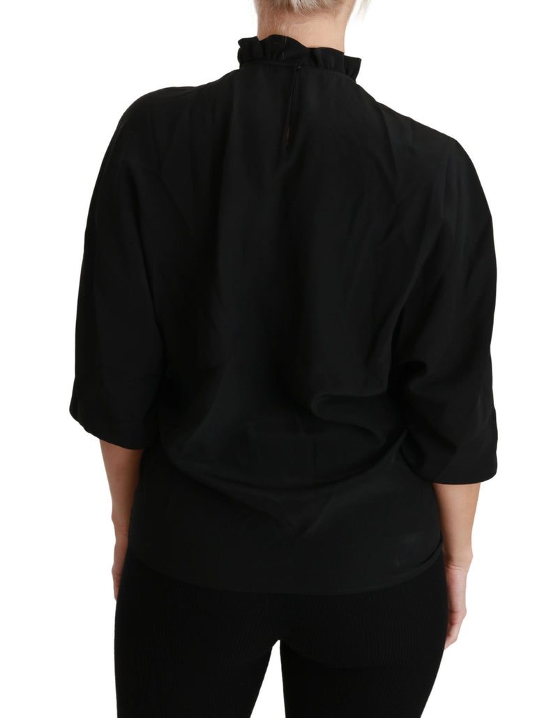 Elegant Black Silk Short Sleeve Blouse Dolce & Gabbana