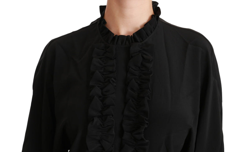 Elegant Black Silk Short Sleeve Blouse Dolce & Gabbana