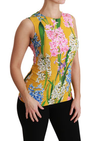 Sunshine Floral Crewneck Sleeveless Blouse Dolce & Gabbana