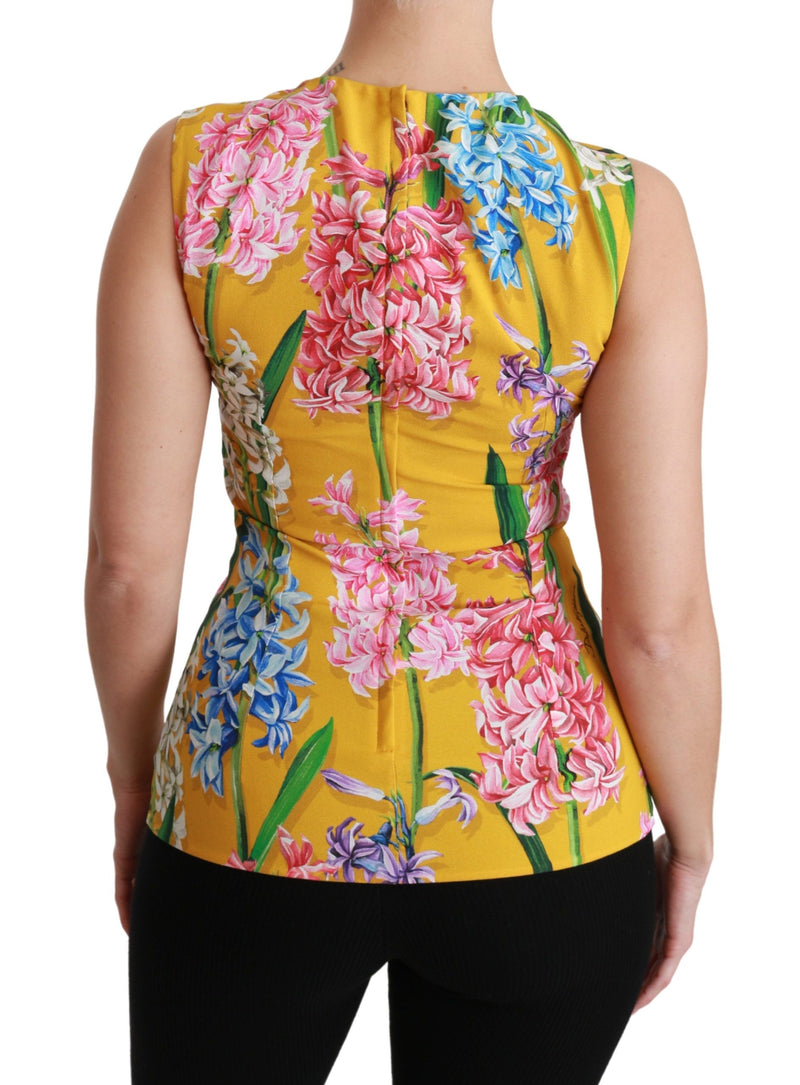 Sunshine Floral Crewneck Sleeveless Blouse Dolce & Gabbana