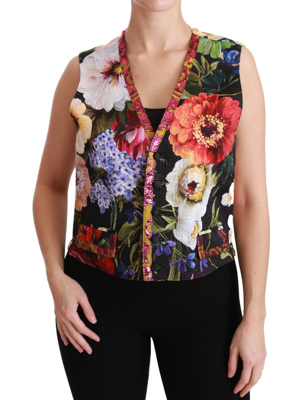 Multicolor Brocade Floral Sleeveless Vest Dolce & Gabbana