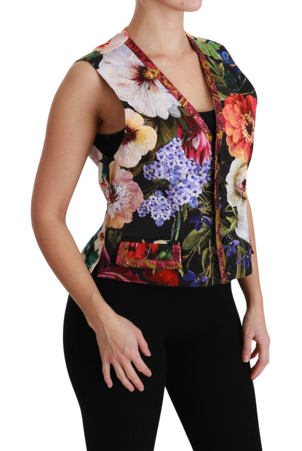 Multicolor Brocade Floral Sleeveless Vest Dolce & Gabbana