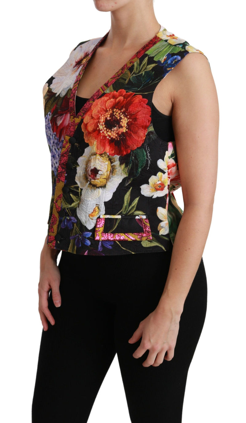 Multicolor Brocade Floral Sleeveless Vest Dolce & Gabbana