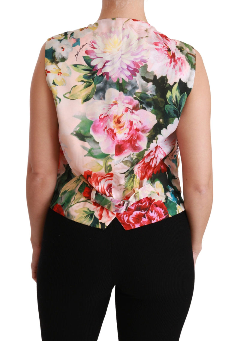 Multicolor Brocade Floral Sleeveless Vest Dolce & Gabbana