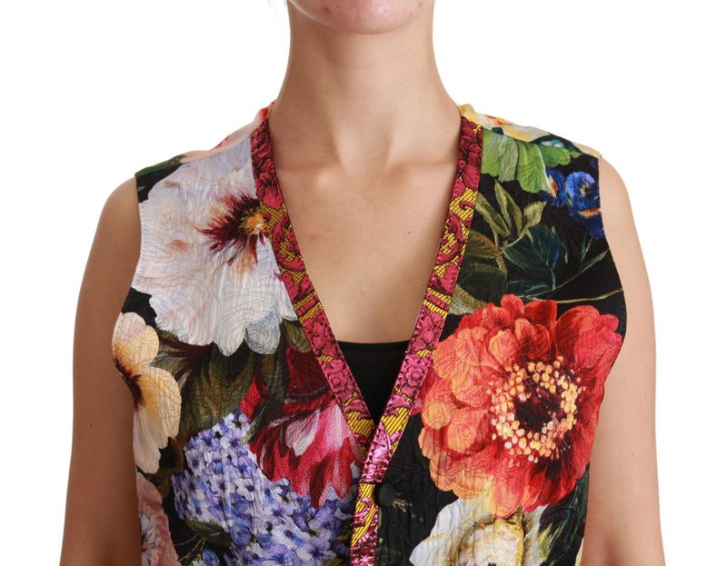 Multicolor Brocade Floral Sleeveless Vest Dolce & Gabbana