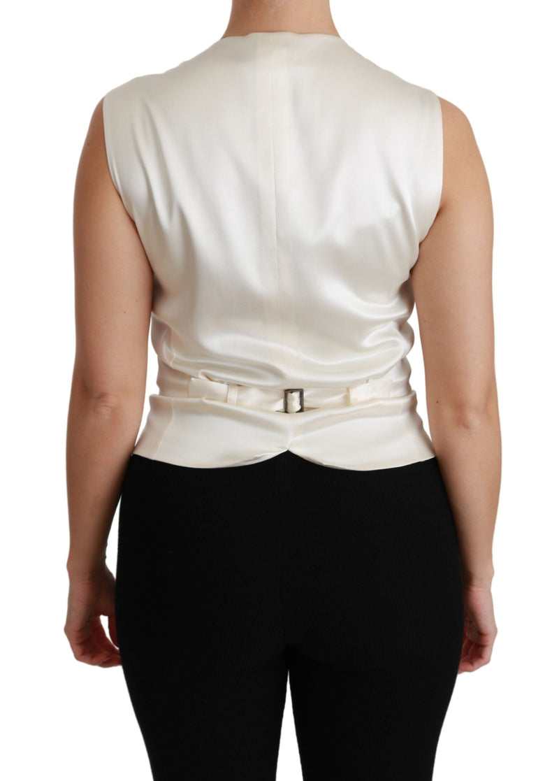 Elegant Silk Sleeveless Vest in Black & White Dolce & Gabbana