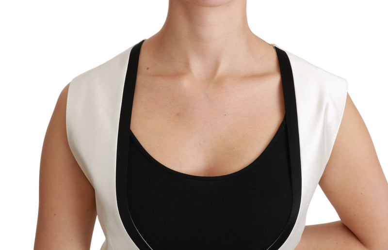 Elegant Silk Sleeveless Vest in Black & White Dolce & Gabbana