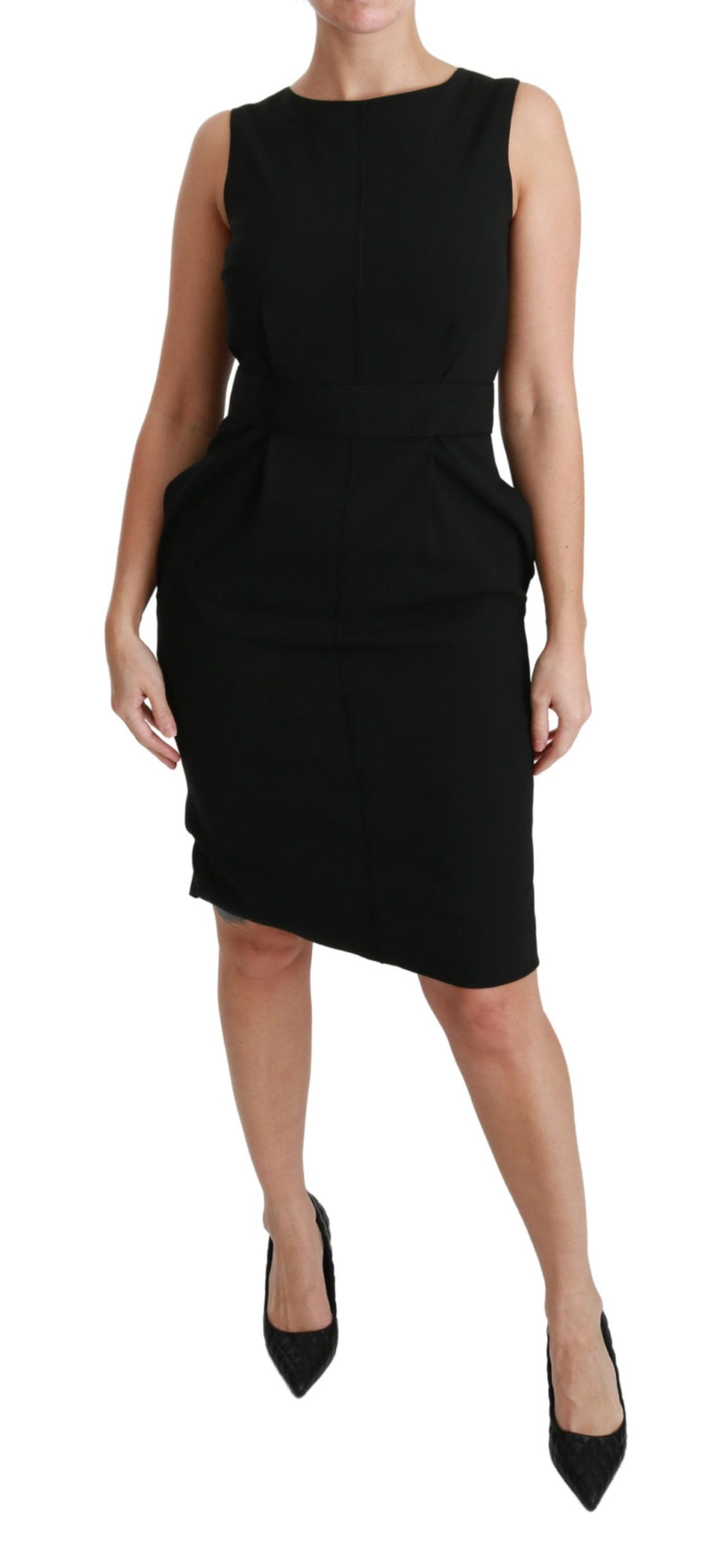 Elegant Knee-Length Sheath Dress in Black Dolce & Gabbana